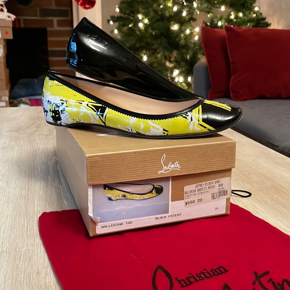Louboutin Ballerina Tag Flats Graffiti Patent Leather - 39